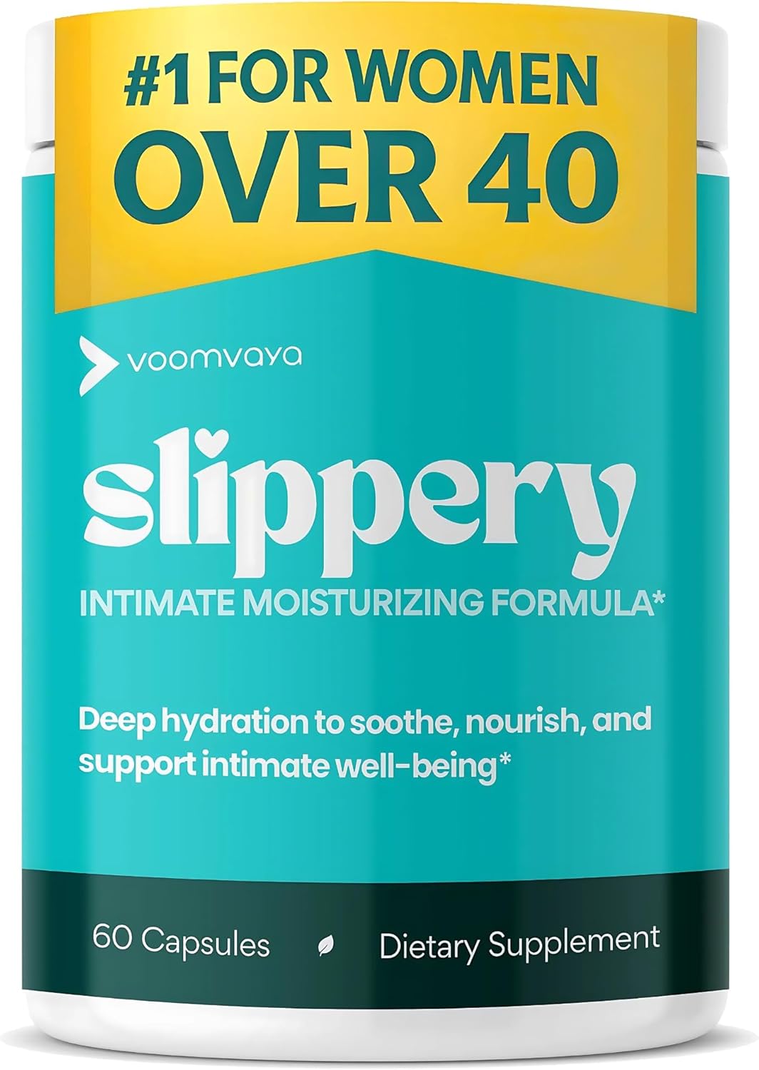 VoomVaya Vaginal Moisturizer - Slippery Elm Relief for Women Over 40 | 60 Capsules for Dryness Support