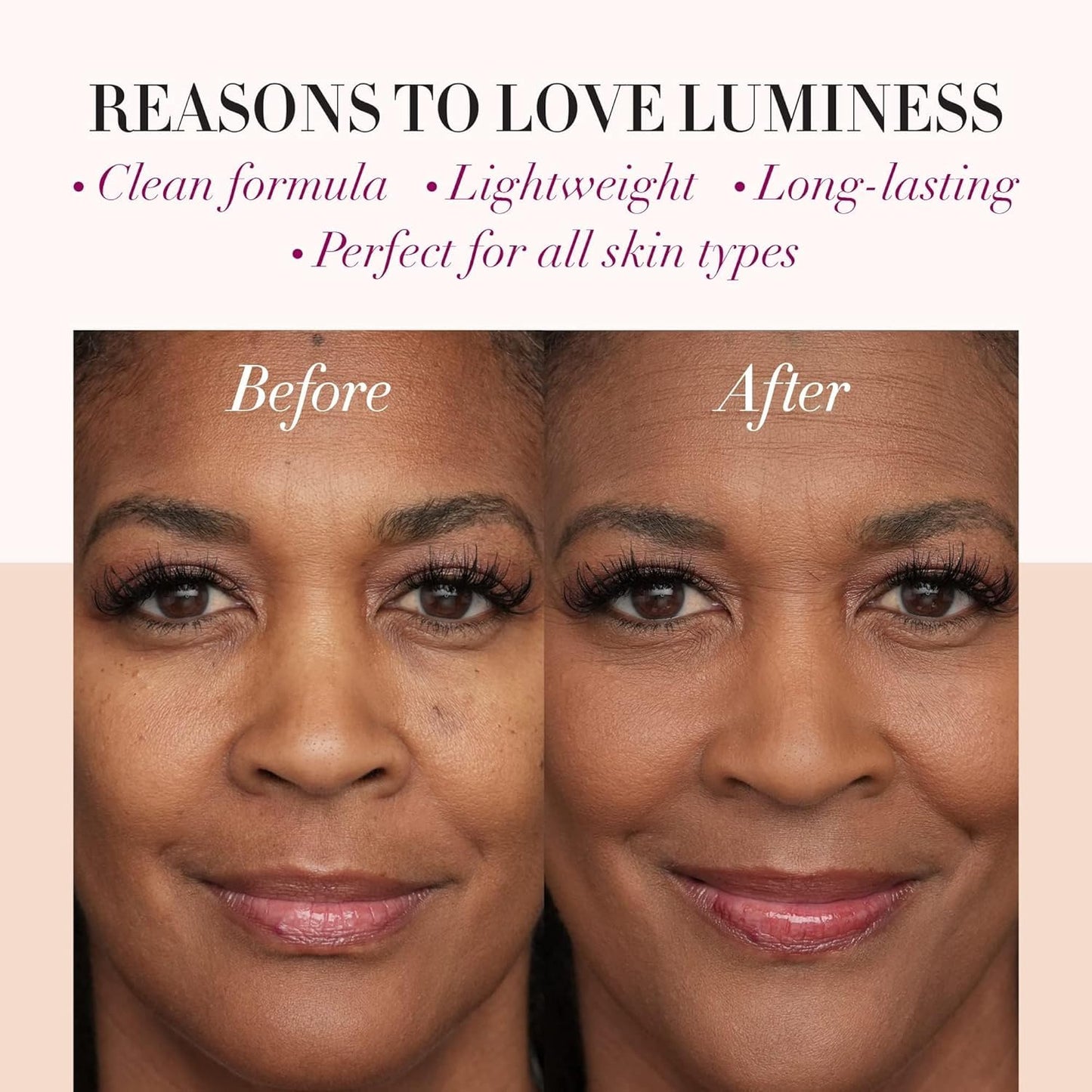 LUMINESS Silk Airbrush Spray Foundation & Buffing Brush Kit – Full Coverage Foundation & Dual-Sided Buffing Brush - Buildable Coverage, Anti-Aging Formula Hydrates & Moisturizes (Shade - Light Warm)