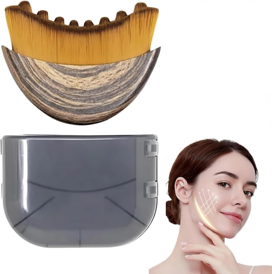 Skiennix Ergonomic Lymphatic Contour Brush - Depuffing Facial Massage Tool with Soft Bristles for Daily Care