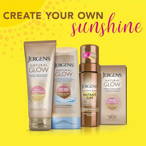 Jergens Natural Glow Instant Sun Tanning Moisturizer - Lightweight Bronzer for Deep Bronze, 6 Oz