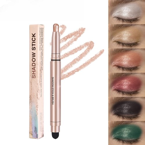 ONarisae Eyeshadow Stick Long-Lasting Cream Shimmer Finish Easy Apply with Built-in Smudger Blendable shimmer light pink