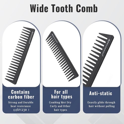 BrushZoo Detangling Hair Brush Set - Perfect for Curly & Natural 3/4ABC Hair | Includes Wide Tooth Comb & Spray Bottle
