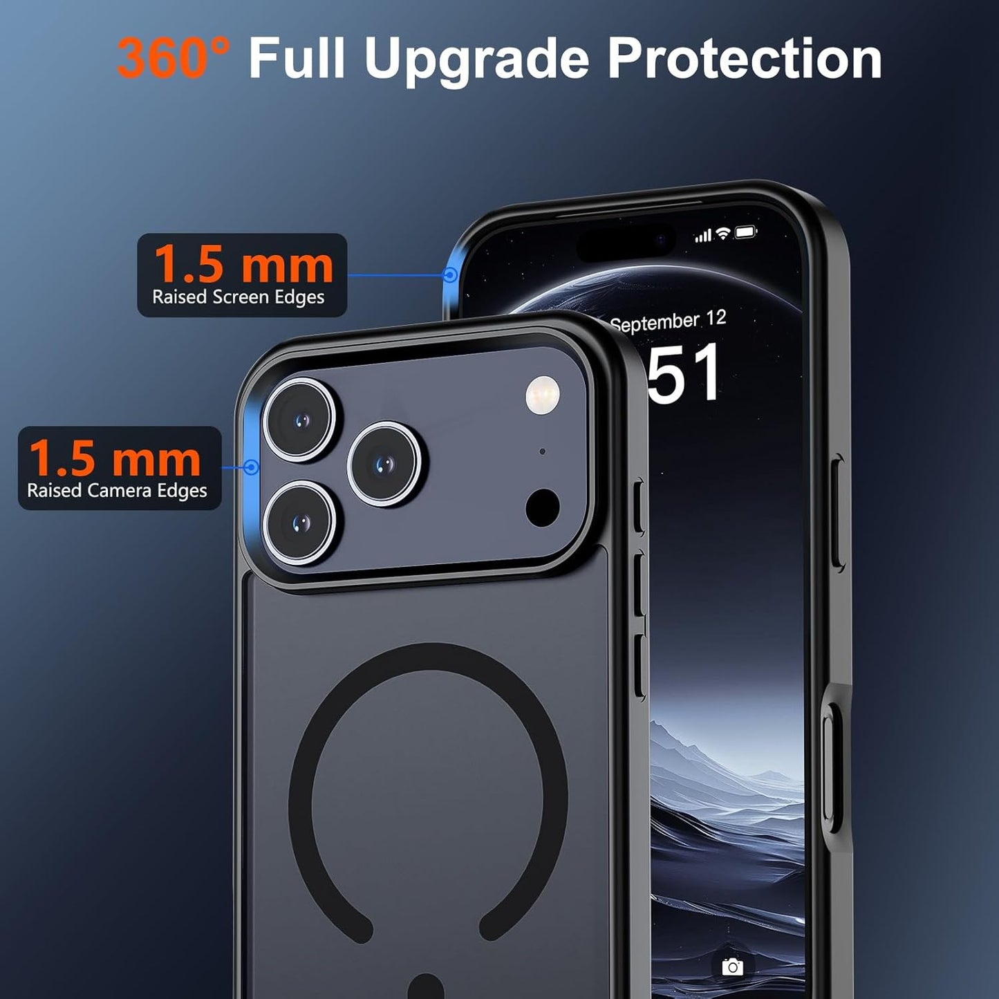 SUPFINE iPhone 17 Pro Max Case - Military Grade Drop Protection | Translucent Matte, Shockproof, Anti-Fingerprint, Black