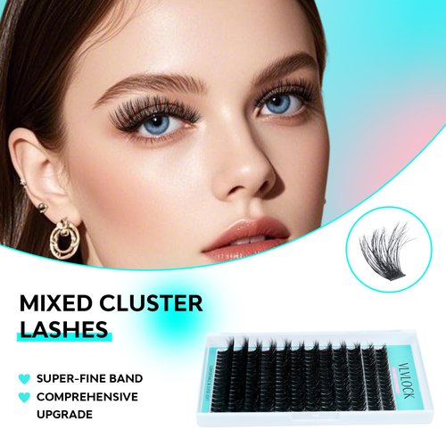 Lash Clusters Kit 100D Lash Extension Kit Cluster Eyelash Extensions 10-18mm Volume Eyelash Clusters D Curly Eyelash Extension Kit 3D Wispy Lash Clusters DIY Individual Lashes(10-18MM-100D Kit)