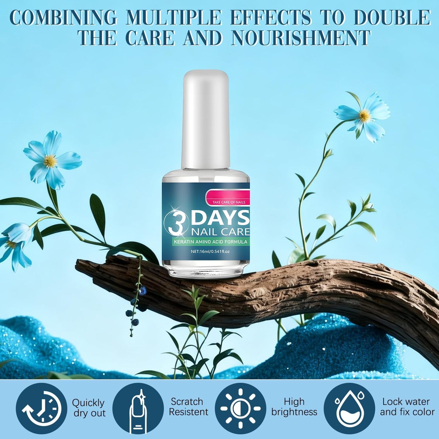 3 Days Nail Care - Strengthening and Hydration, for Dry, Weak & Fragile Nails, 16ml/0.56oz (2pcs)