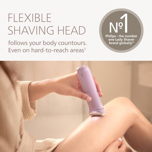 Philips Lady Shaver Series 8000 - Cordless Wet & Dry Electric Shaver with 3-Blade System | 100 Mins Runtime
