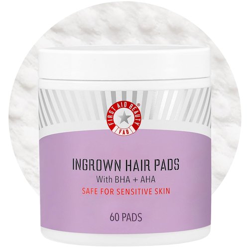 First Aid Beauty - Ingrown Hair Treatment Pads with BHA & AHA - Prevent Razor Bumps & Exfoliate - 60 Compostable Pads