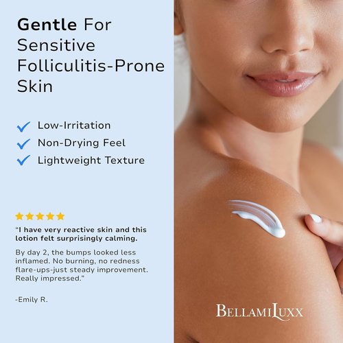 BellamiLuxx Folliculitis Acne Lotion - Reduces Itch, Redness & Body Acne with Salicylic Acid | Gentle Care for Sensitive Skin