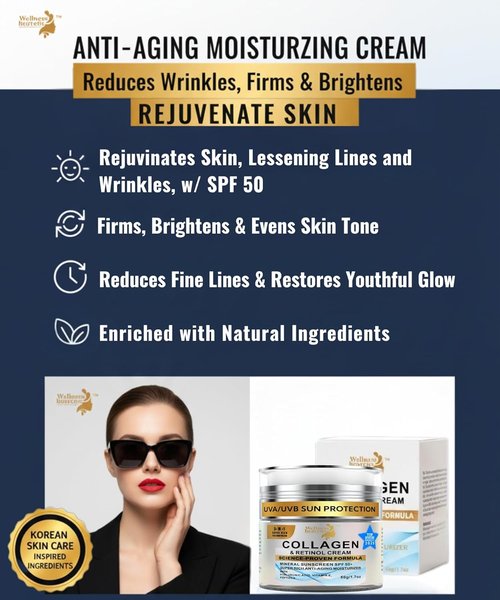 Regine Switzerland Anti-Aging Face Moisturizer - SPF, Collagen & Retinol Cream for Dry Skin | 1.7oz