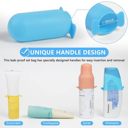 16 Pack Travel Essentials Silicone Bottle Covers,Accessories Luggage for Women Men,Travel Size Toiletries,Elastic Sleeves for Leak Proofing,Cruise Ship Essentials,Cruise Essentials 2024