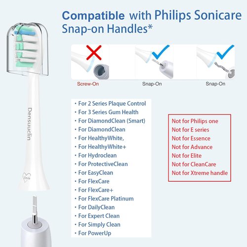 Philips Sonicare Toothbrush Replacement Heads - 12 Pack for Click-On Handles | White Color