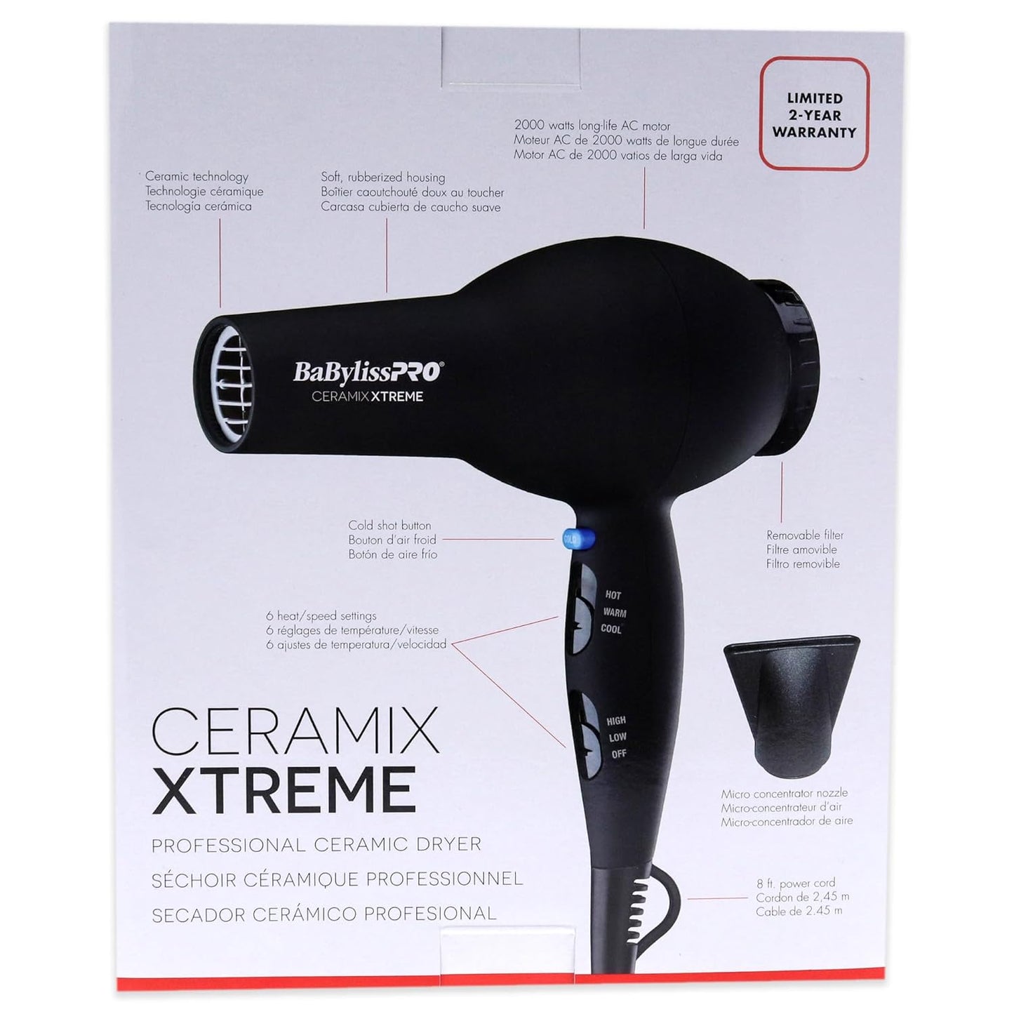 BaBylissPRO Ceramix Xtreme Hair Dryer - Professional Ionic Technology for Fast Drying