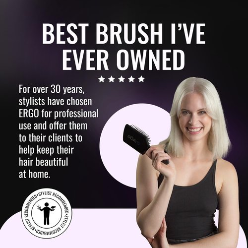 ERGO Mini Ionic Polishing Paddle Brush - Small Detangling Tool for Wet & Dry Hair Care (ER500)