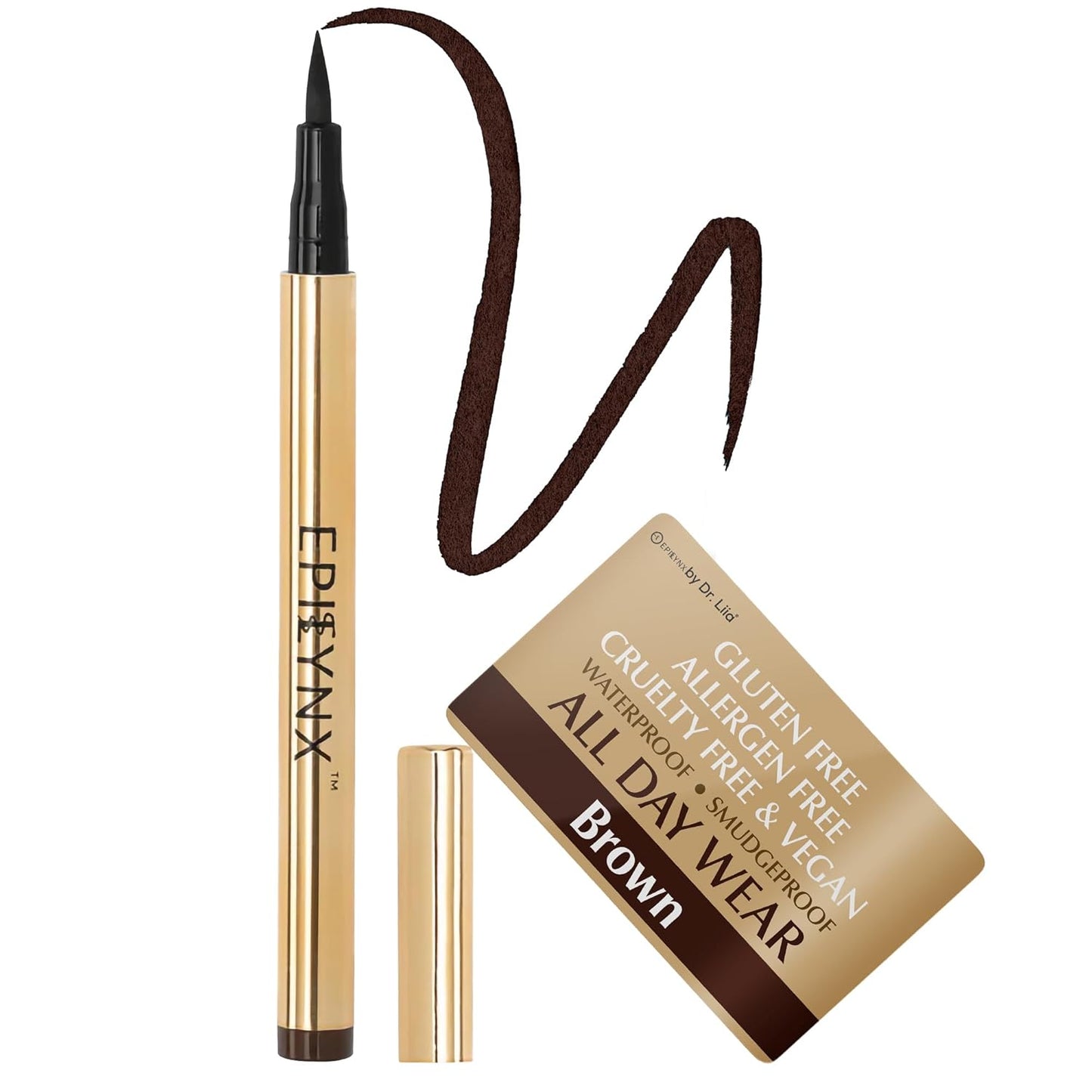 Skiennix Liquid Eyeliner - Hypoallergenic, Long-Lasting Waterproof Formula | Smooth Application, Brown 2mL