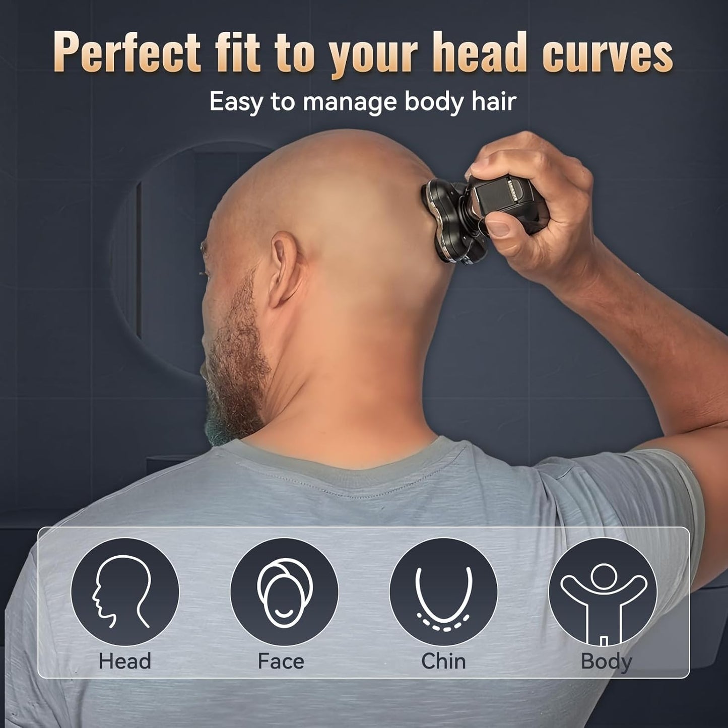 Skull Shaver 5-in-1 Head Shaver for Bald Men - Rechargeable Electric Razor & Hair Clippers | Brown