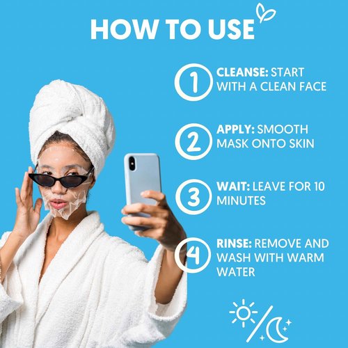 By Nature 2% Hyaluronic Acid Face Mask - Hydration Boost for Dry & Sensitive Skin | Pack of 12