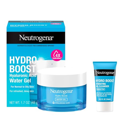 Neutrogena Hydro Boost Water Gel - Hydrating Hyaluronic Acid Facial Moisturizer for Oily Skin | 1.7 fl. oz + Trial Size Cleanser 0.5 fl. oz