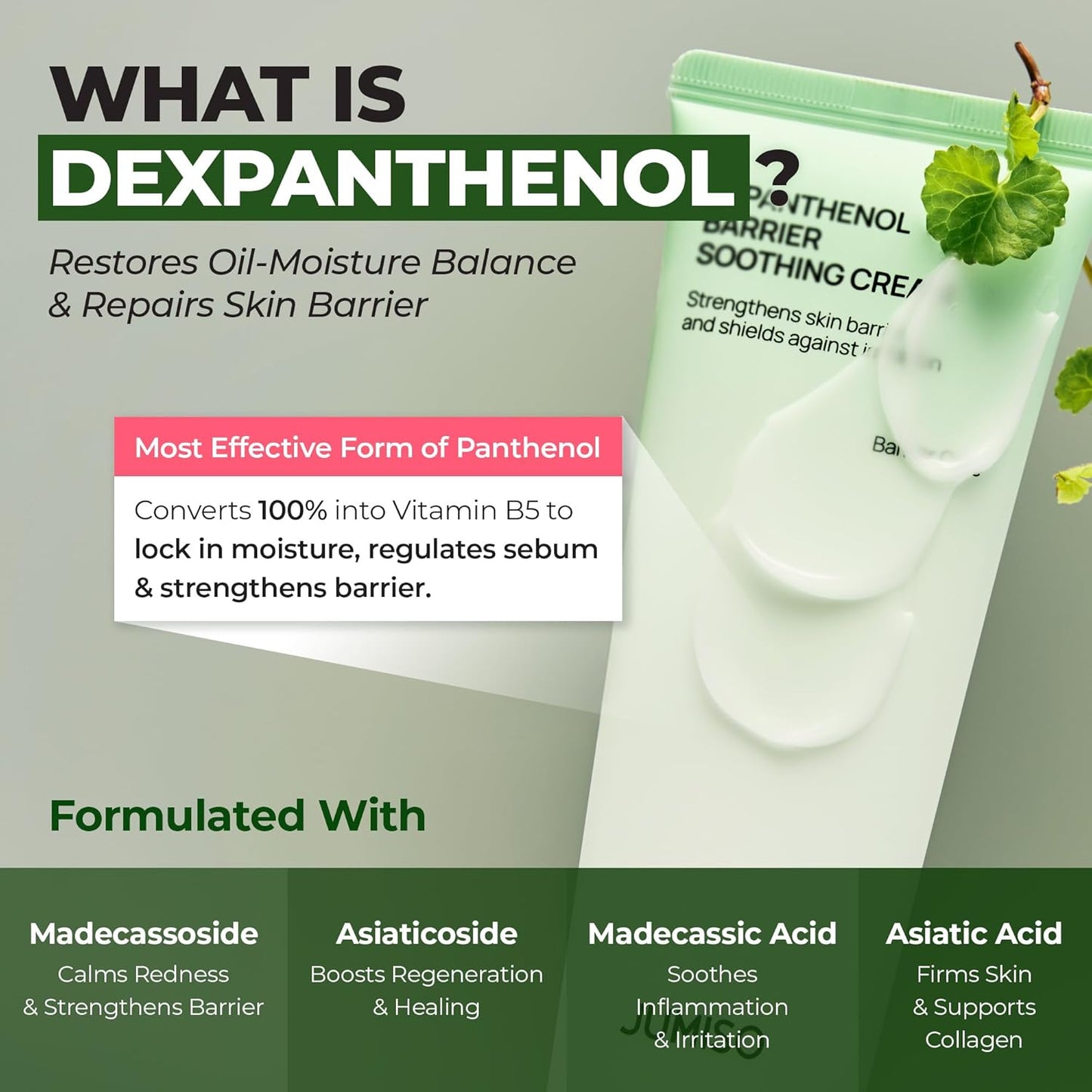 JUMISO D-Panthenol Soothing Cream - Lightweight Gel Moisturizer with 5-Ceramide Complex | 77ml for Sensitive & Acne-Prone Skin