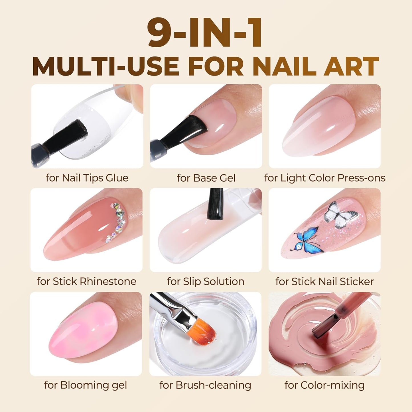 UNA GELLA Gel Nail Glue, Solid Nails Gl ue Gel 40g Lamp Curing Needed Soak Off G LUE Strong Nail G LUE G el for Acrylic Fake Nails Tips Extension Press On Nails for Gelly Tips