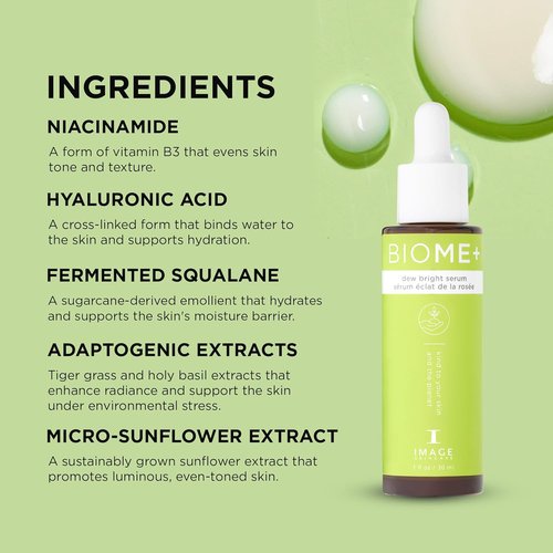 IMAGE Skincare BIOME+ Dew Bright Serum - Microbiome-Friendly Facial Serum for Enhanced Luminosity