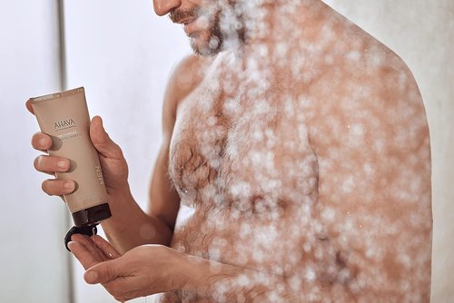 AHAVA Men's Mineral Shower Gel - Energizing & Refreshing Skin Cleanser with Aloe Vera & Zinc | 6.8 Fl. Oz.