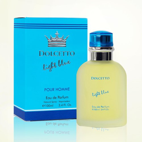 NovoGlow Dolcetto Light Blue Eau De Parfum for Men 3.4 Fl. Oz. 100ml Refreshing Combination of Woody Floral & Aquatic Fragrance - Scent Lasts All Day A Gift for Any Occasion