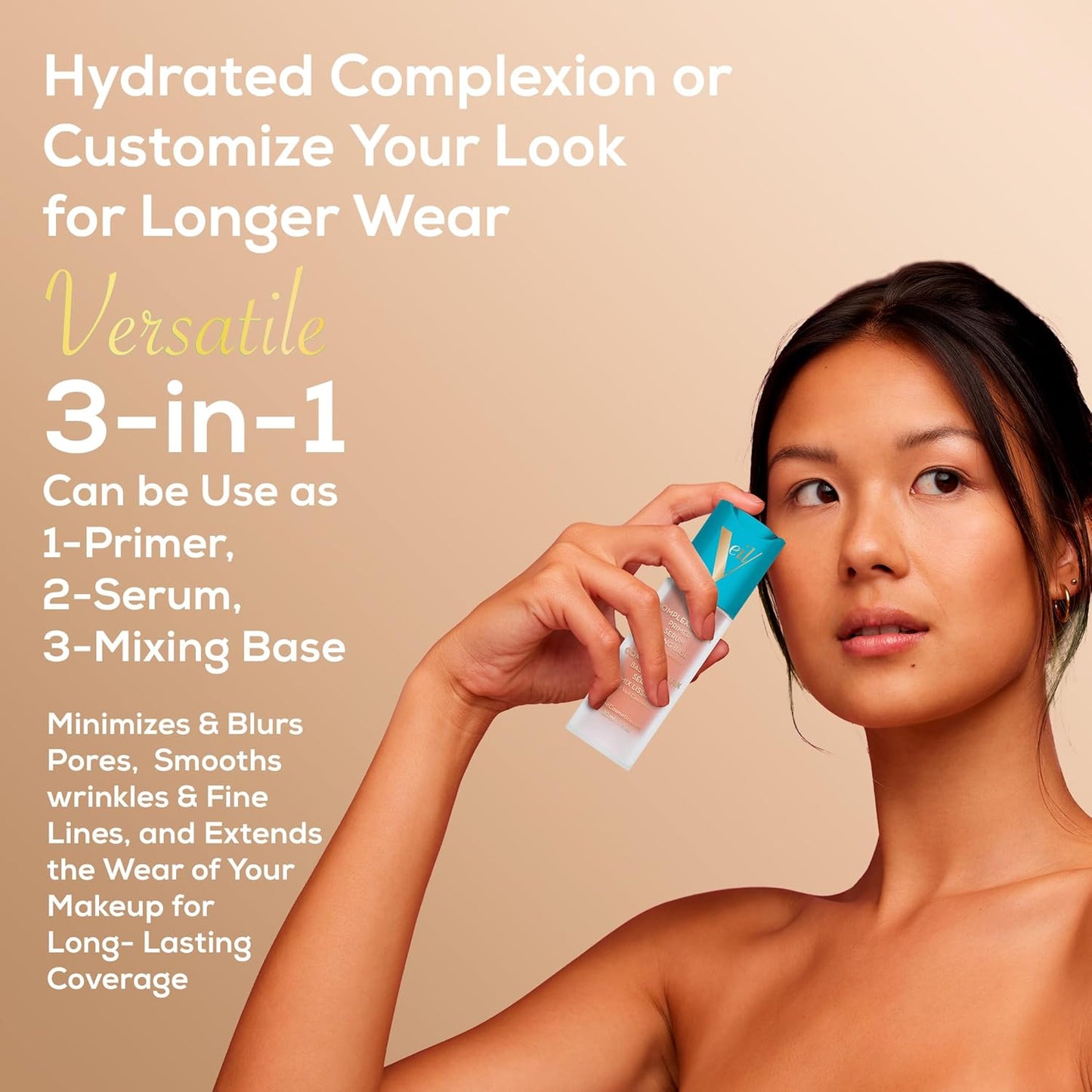 Veil Cosmetics Complexion Fix 3-in-1 Primer | Hydrating Serum & Mixing Base - Minimizes Pores & Smooths Fine Lines