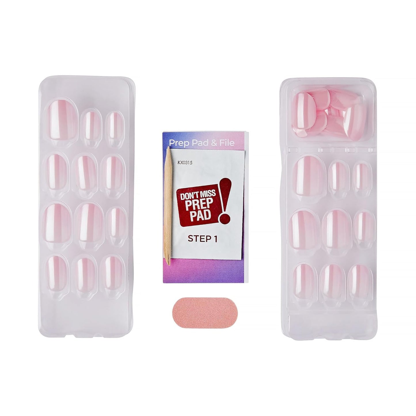 Kiss ColorFX Press On Nails - Adorable Pink Short Oval | Improved Adhesive for Up to 10-Day Hold