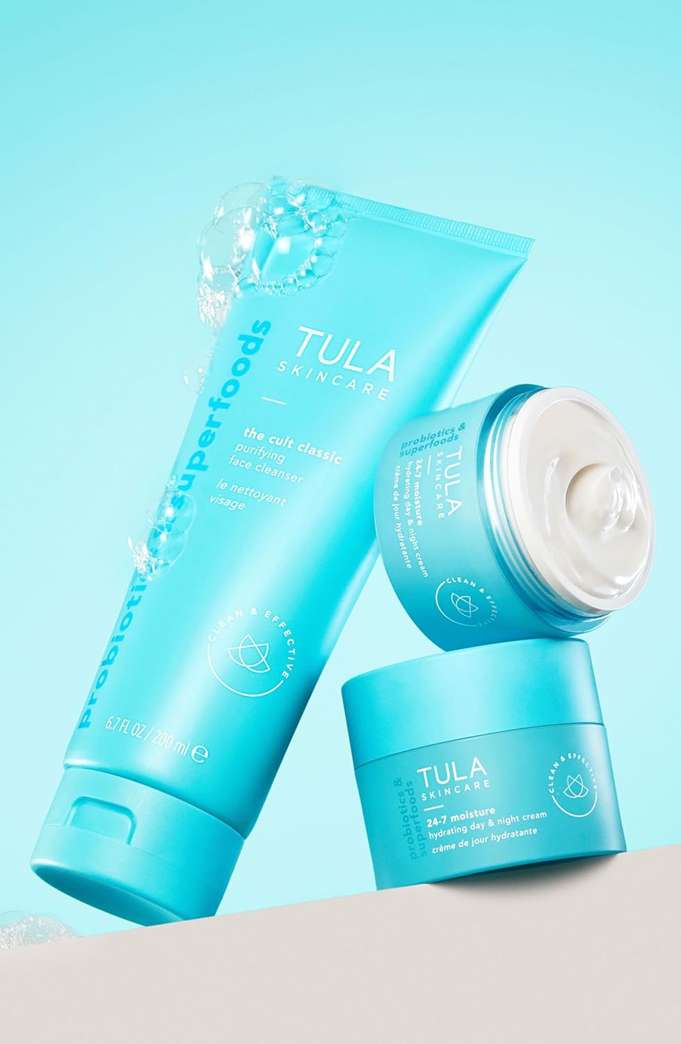 TULA Skin Care Everyday Glow Essentials Set - 3-Piece Kit with Cult Classic, SPF 30 & Hydrating Cream
