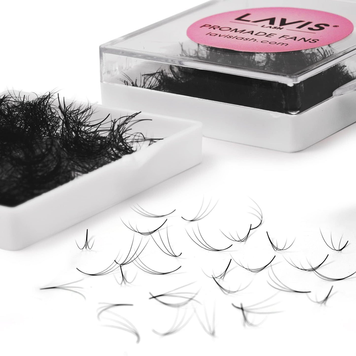 LAVISLASH 500 Promade Fans Eyelash Extension | Handmade Loose Volume Lash | Mutiple Options 3D-8D/10D/12D/14D/16D Fans | 0.03/0.05/0.07mm Thickness | C/CC/D Curl | 8-16mm Length(3D-0.07-D-13mm)