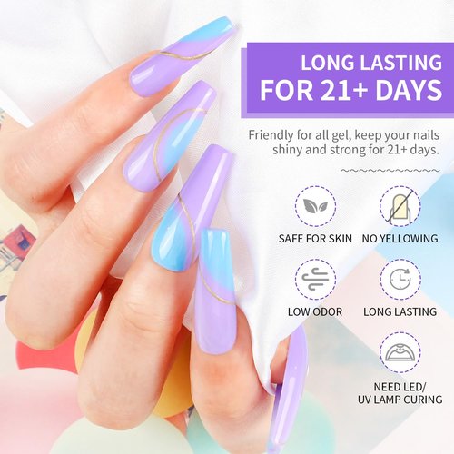 JODSONE Top Coat & Base Coat Gel Polish Set - 10ml Bright Finish for DIY Nail Art | Perfect Gift for Girls
