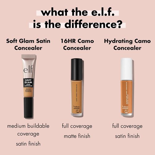 e.l.f. Soft Glam Satin Concealer - Medium Coverage for Blemishes & Under-Eye, Crease-Resistant, Vegan, 13 Fair Neutral