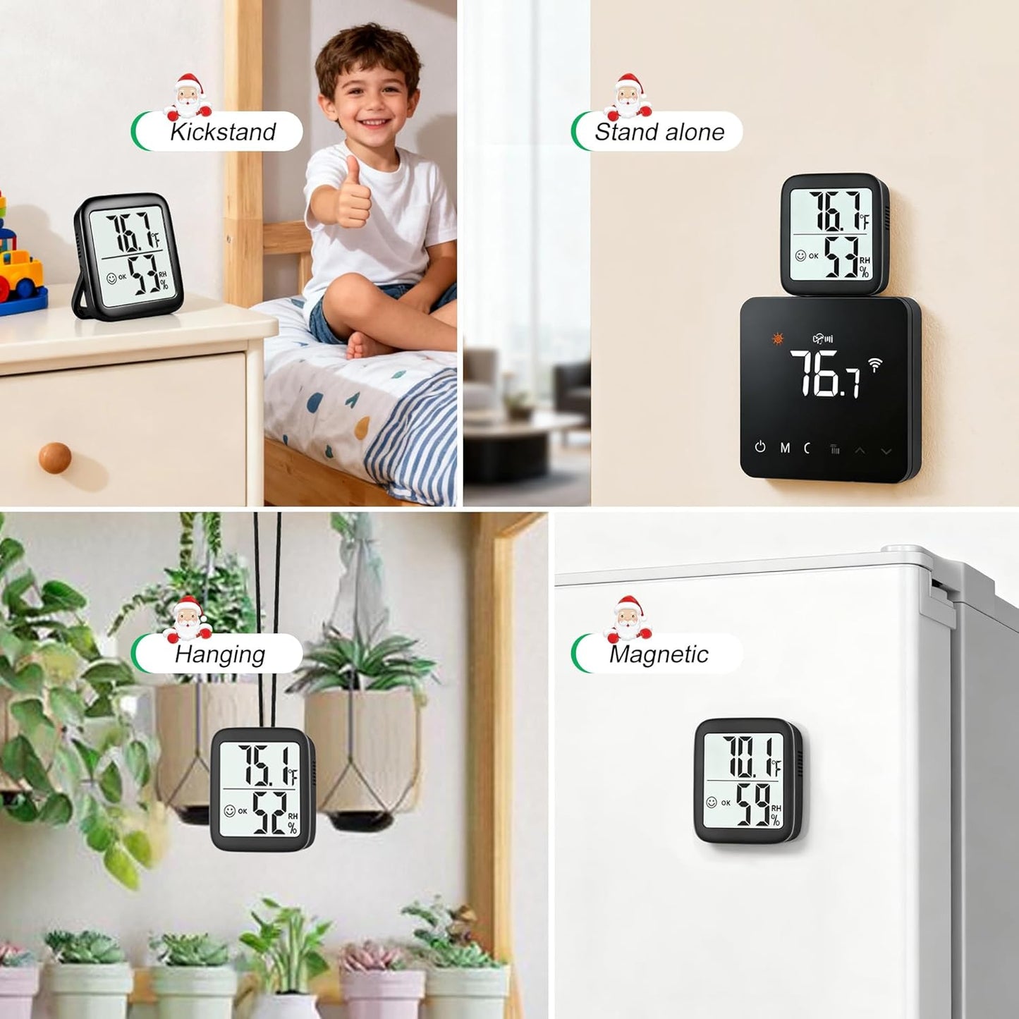 Antonki 2 Pack Room Thermometer for Home, Hygrometer Indoor Humidity Meter Gauge, Digital Temperature and Humidity Sensor Monitor for House, Terrarium, Incubator, Greenhouse - Battery Included