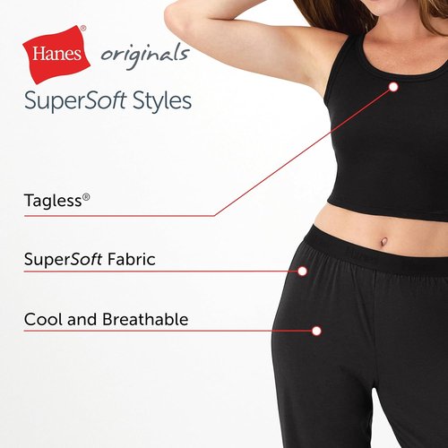 Hanes Women's Comfywear 2-Piece Crop Tank & Lounge Pants Set - SuperSoft Fabric for Ultimate Comfort