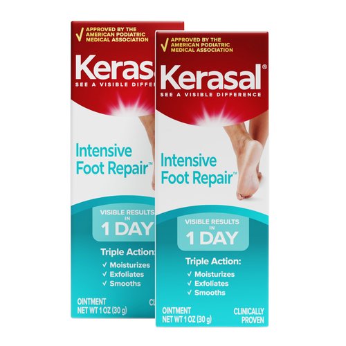 Kerasal Intensive Foot Repair Skin Healing Ointment for Cracked Heels and Dry Feet 1 oz , 2 Count, (Pack of 2)
