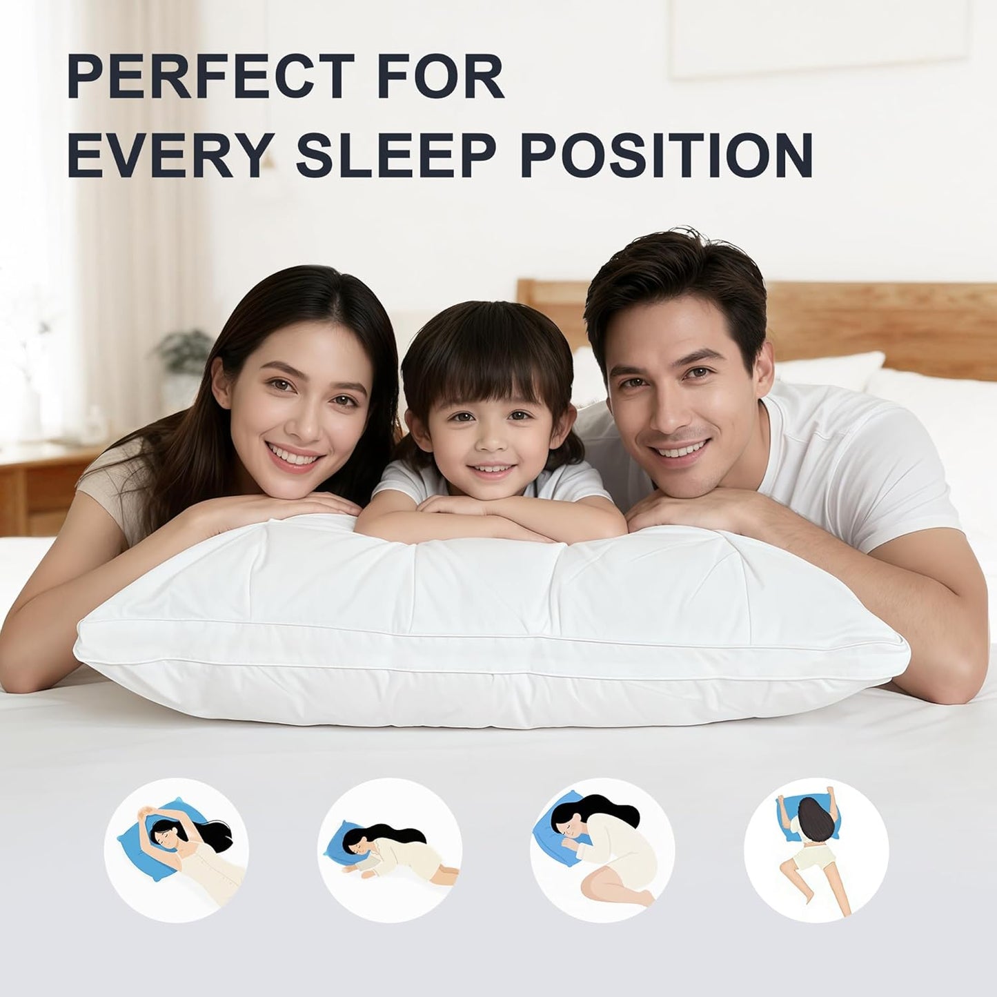 Skiennix Support Bed Pillow Set of 2 | Queen Size, Super Soft Down-Alternative Filling, Hotel Quality
