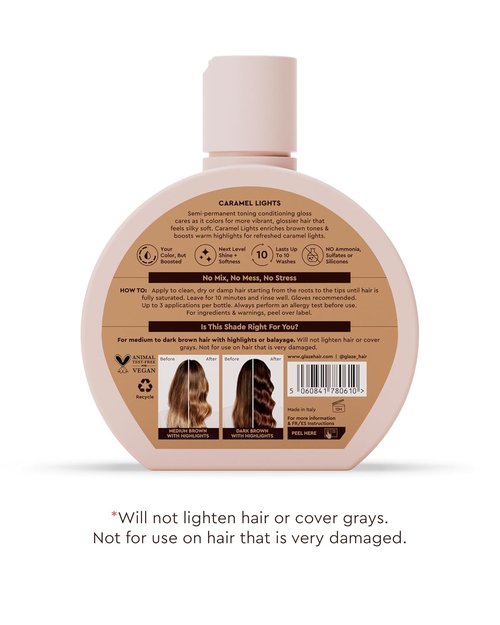 Glaze Super Gloss | Caramel Lights Conditioning Gloss for Medium to Dark Brown Hair - Enhances Color & Boosts Shine