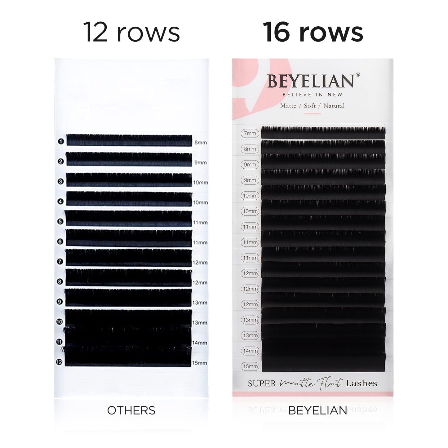 BEYELIAN Eyelash Extensions, Individual Lashes, 0.20mm D Curl 11mm Super Matte Classic Lash Extensions, Ellipse Flat Eyelash Extension, Light and Soft Natural Look for Professional Salon Use