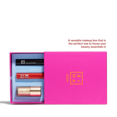 3INA The Glow One Kit - 24H Level Up Mascara, No Rules Highlighter & Color Lip Glow | 3 Pc Set