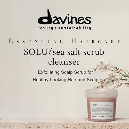 Davines SOLU Sea Salt Scrub Cleanser - Gently Removes Residues for Clean, Soft Hair - 8.45 Fl Oz