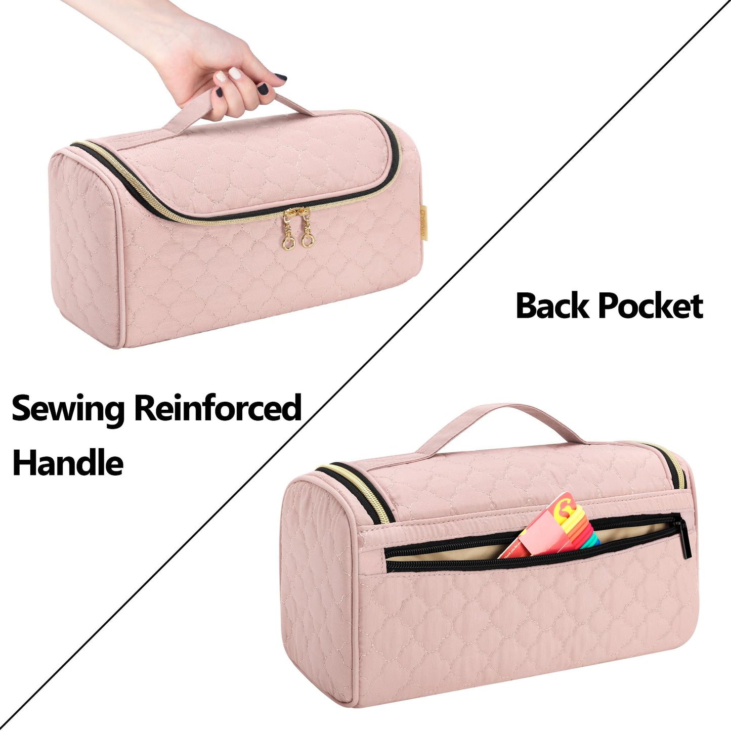 Yarwo Travel Case Compatible for Dyson Airwrap Complete Styler All Models and Attachments, Portable Storage Bag with Hanging Hook for Hair Curler Accessories, Pale Mauve (Patent Design)