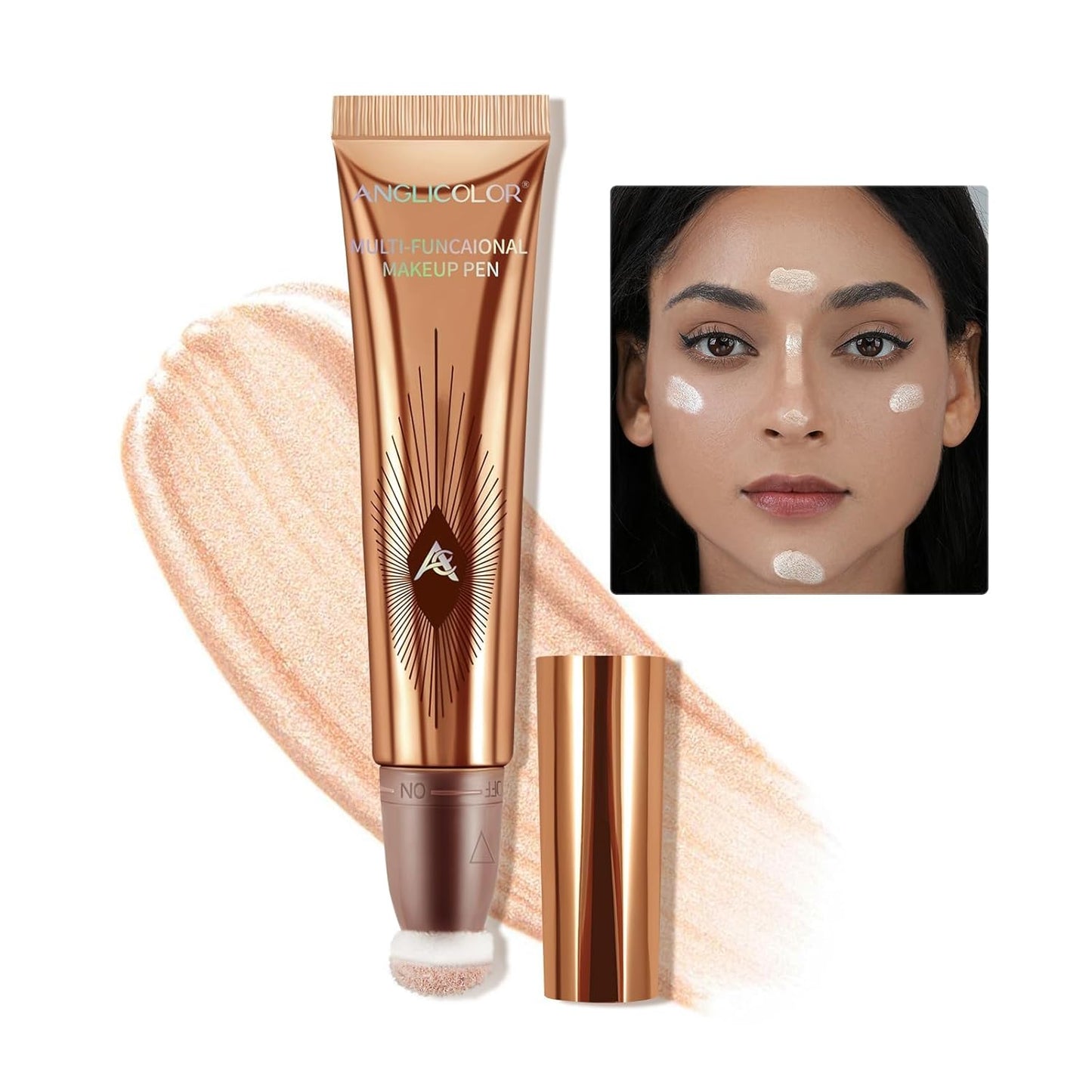 Anglicolor Highlight Beauty Wand - Liquid Highlighter Stick for Luminous Glow | Vegan & Cruelty-Free, 12ML
