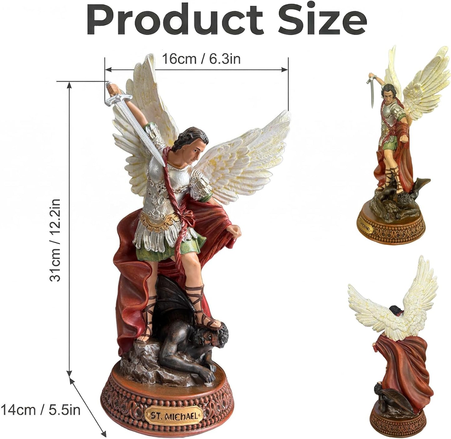 TALPGOD 12-Inch St. Michael The Archangel Statue - Colorful Catholic Home Decor Figurine