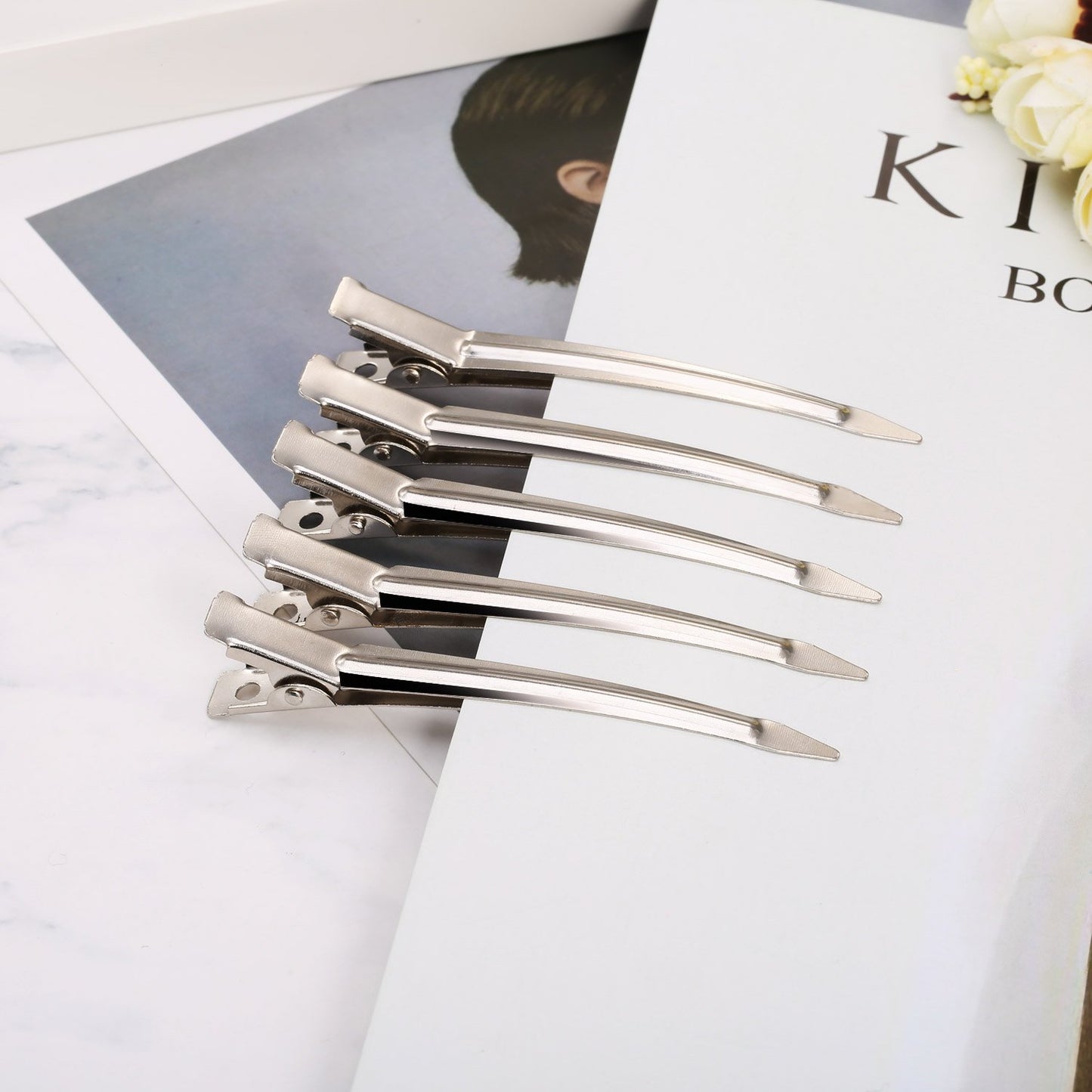 Hicarer 3.5 inches Metal Curl Clips Duck Bill Sectioning Clips Alligator Hair Clips (24 Pieces)