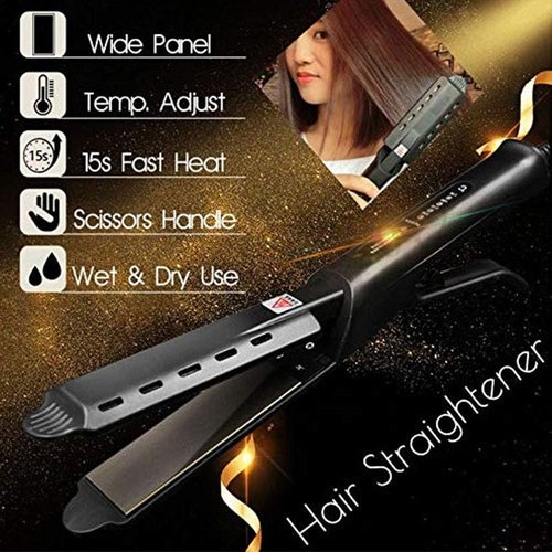 Hair Iron, Ceramic Tourmaline Ionic Flat Iron Hair Straightener, Dual use Dry and Wet for Hair Care Adjustable Temperature, for All Hair Types
