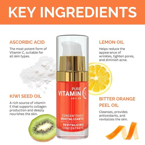 Noche Y Dia Vitamin C Serum - Anti-Aging Hydration for Mature Skin - Targets Sun Spots & Wrinkles - 30mL (1 fl oz)