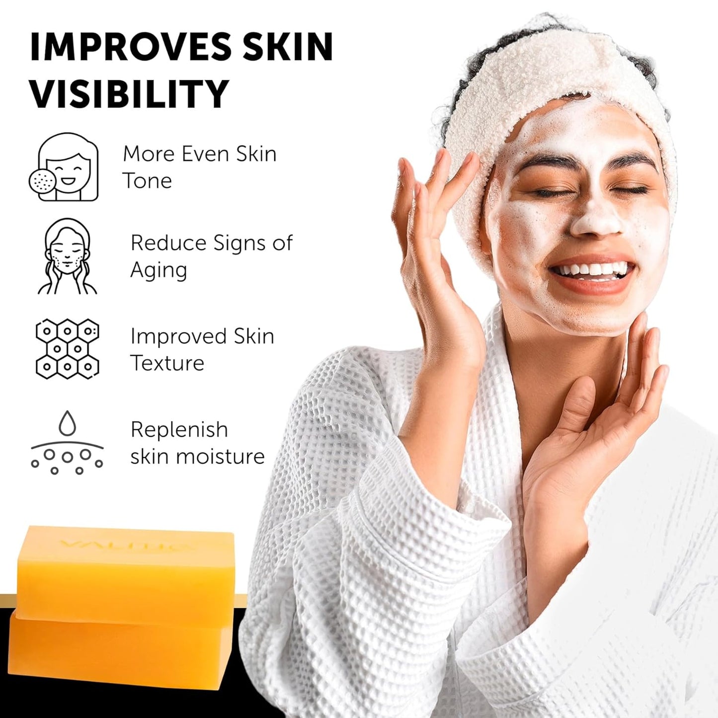VALITIC Kojic Acid Dark Spot Remover Soap - Turmeric & Vitamin C Infused | 2 Pack with African Net Sponge