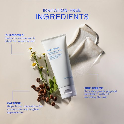 Outset Exfoliating Caffeine Micro Polish - Brightening & Smoothing Face Scrub, Vegan & Gluten-Free | 3.3 fl oz