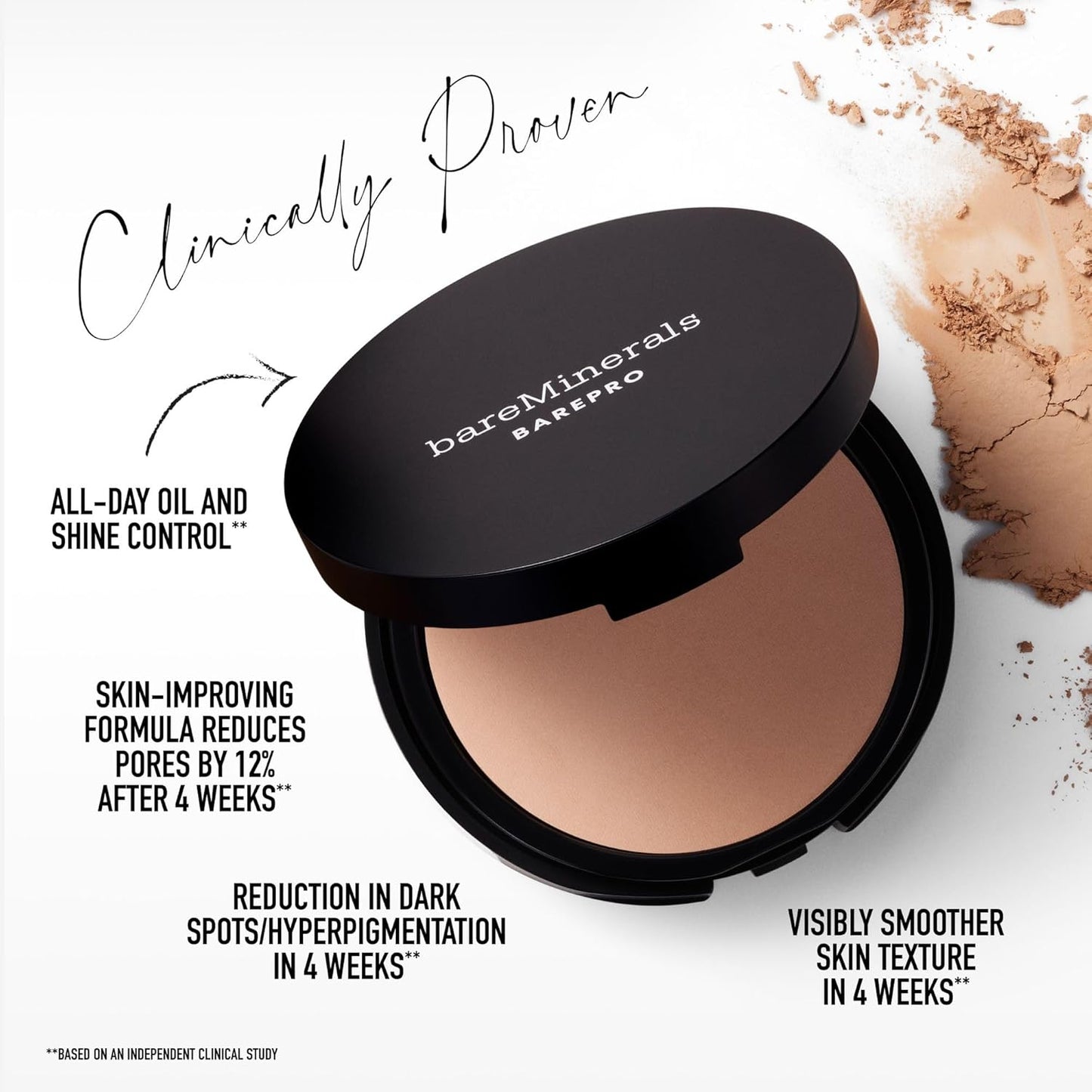 bareMinerals Barepro Powder Foundation - Full Coverage Matte Finish, Oil Control, Longwear | Dermatologist-Tested