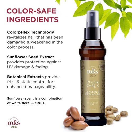 MKS Eco Color Care Leave-In Treatment | Sunflower Scent - 4 Fl Oz - Enhances Shine & Controls Frizz with Argan & Hemp Oil - Vegan & Cruelty-Free
